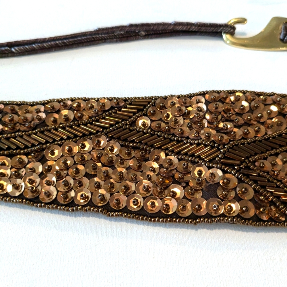 Vintage Milor Handmade Sequin and Beads 30's Ladies Waist Belt One Size - Picture 5 of 16